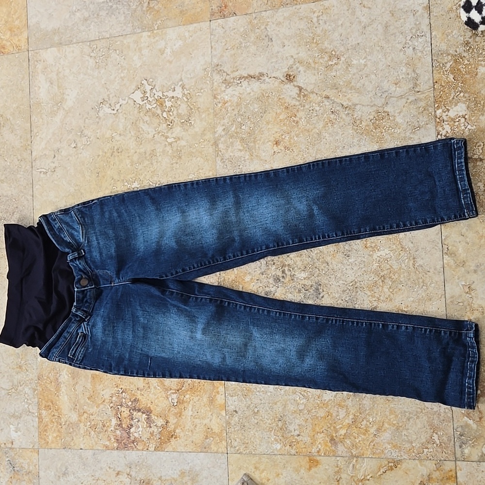 Lot of 2 maternity jeans- Seraphine Petite US 4 & black loose tapered pants S